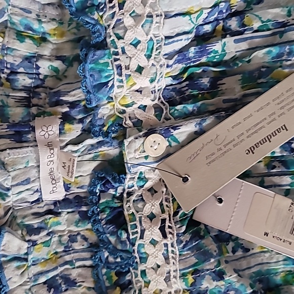 Poupette St Barth Womens Alba Blue Floral Print Cotton Mini Dress NWT - Picture 12 of 13